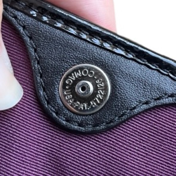 Coach Signature C Large Flap Sateen Wristlet Pouchette F47001 in Khaki & Purple - Picture 12 of 16